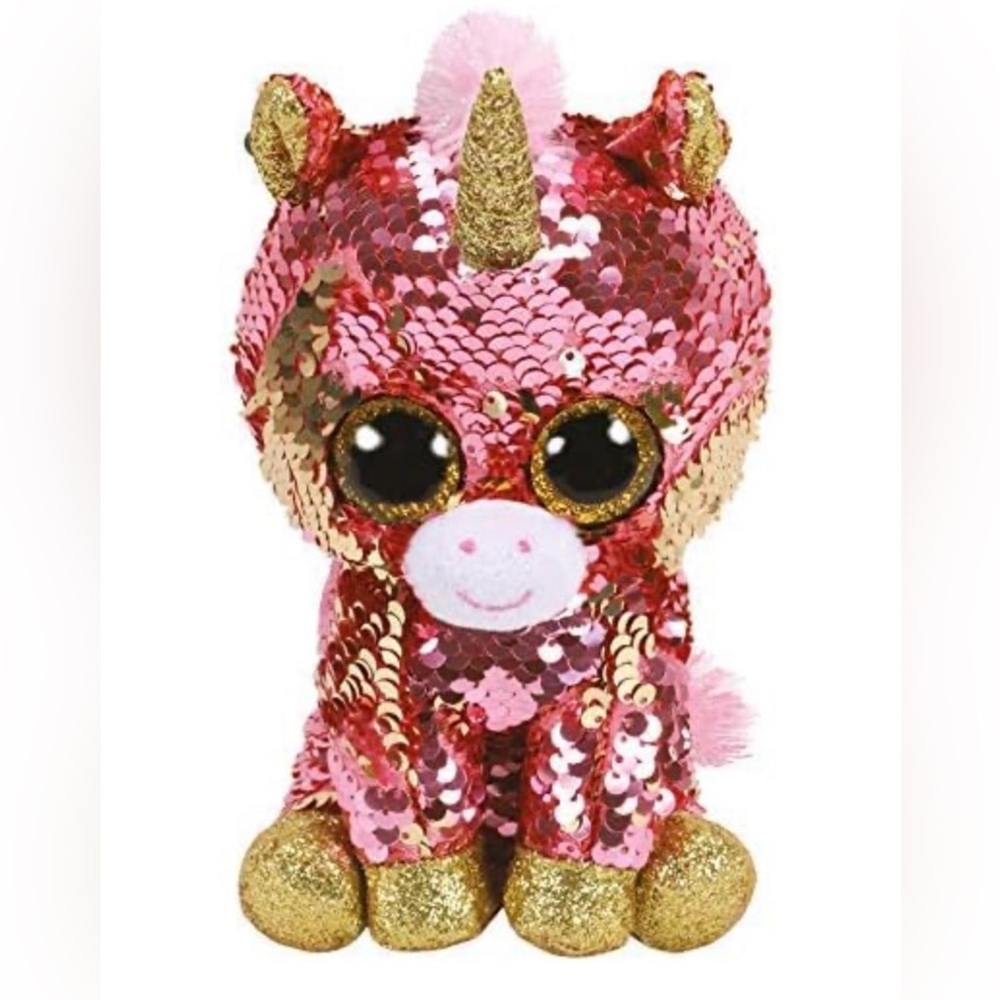 NWT  TY 💗💝 Flippables Pink and Gold Sequin Unicorn Plush